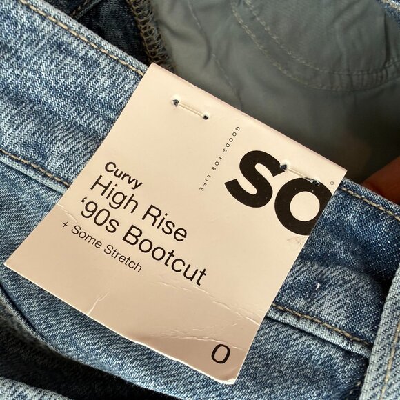 NEW! Curvy High Rise 90's Bootcut Jeans Fringe Some Stretch Cotton Blend Size 0 - Picture 4 of 12